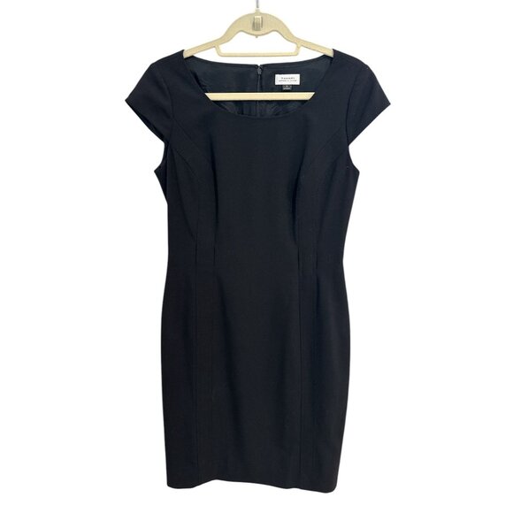 Tahari Arthur S. Levine black cap-sleeve sheath dress, size 6. - Picture 2 of 16